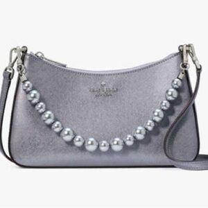 Kate Spade Silver Shoulder Bag with Pearl Accents